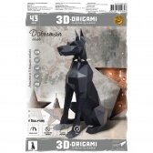 3D ORIGAMI PAPERRAZ interjerui FIGŪRA „Dobermanas“, juodas, kūrybinis rinkinys